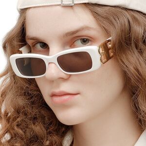 SALE! NEW Balenciaga  BB0096S 011 White Logo Grey Rectangle Unisex Sunglasses